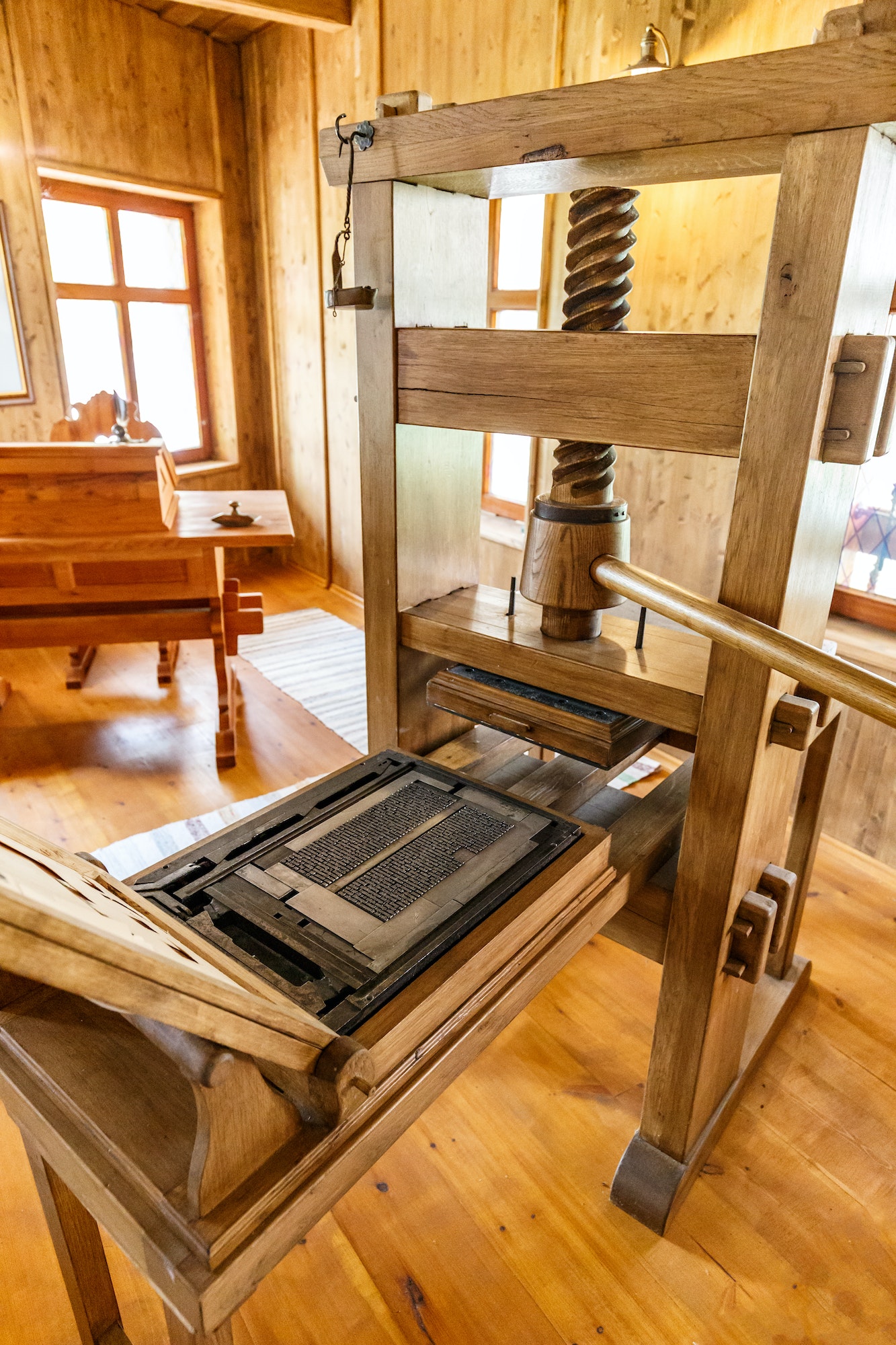 Old wooden printing press